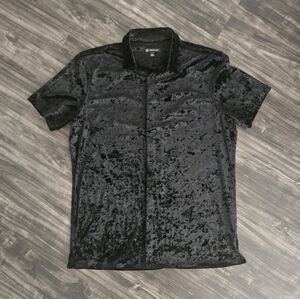 INC International Concepts Black Casual Velvet Shirt